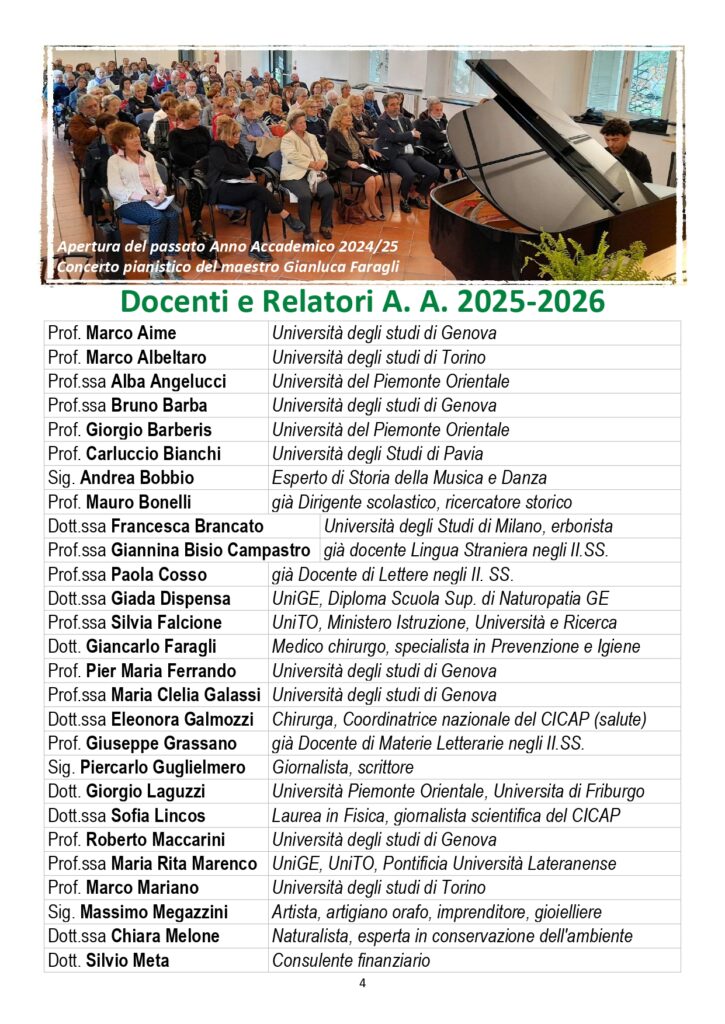 ANNO ACCADEMICO 26-27 UNITRE NOVI LIGURE