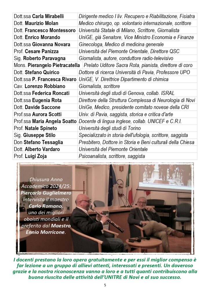 ANNO ACCADEMICO 26-27 UNITRE NOVI LIGURE